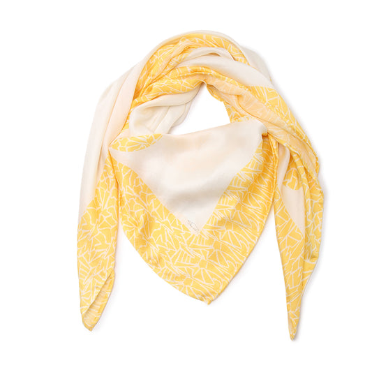 Pure Satin Stole| Yellow doodle| Polka