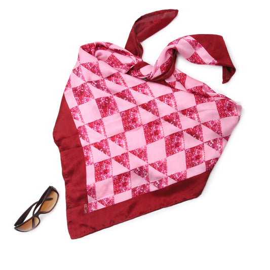 Pure Satin Stole| Pink Spring| Grid