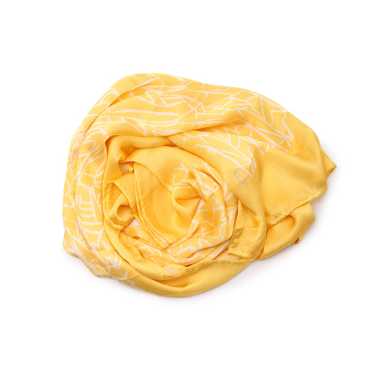 Pure Satin Stole| Yellow doodle