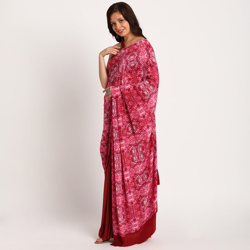 Pure Crepe Saree| Pink Spring