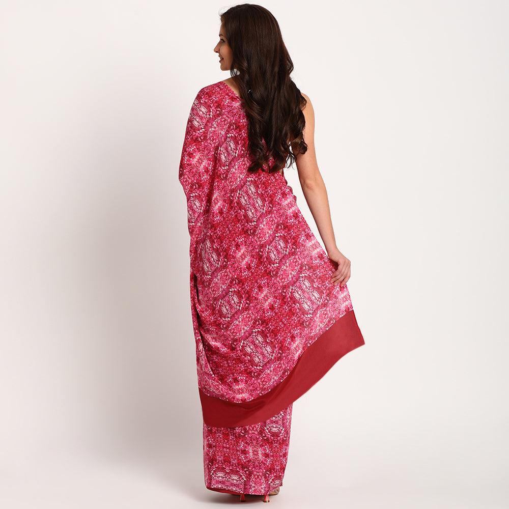 Pure Crepe Saree| Pink Spring