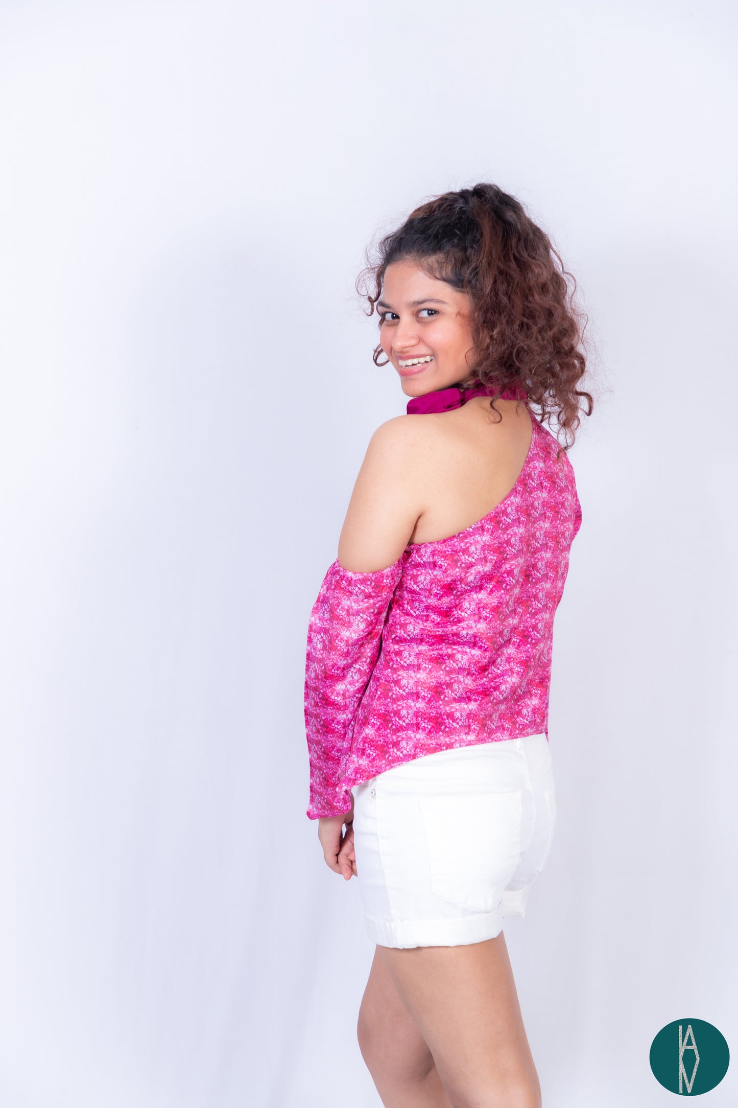 Pink Spring| Signature scarf collar top