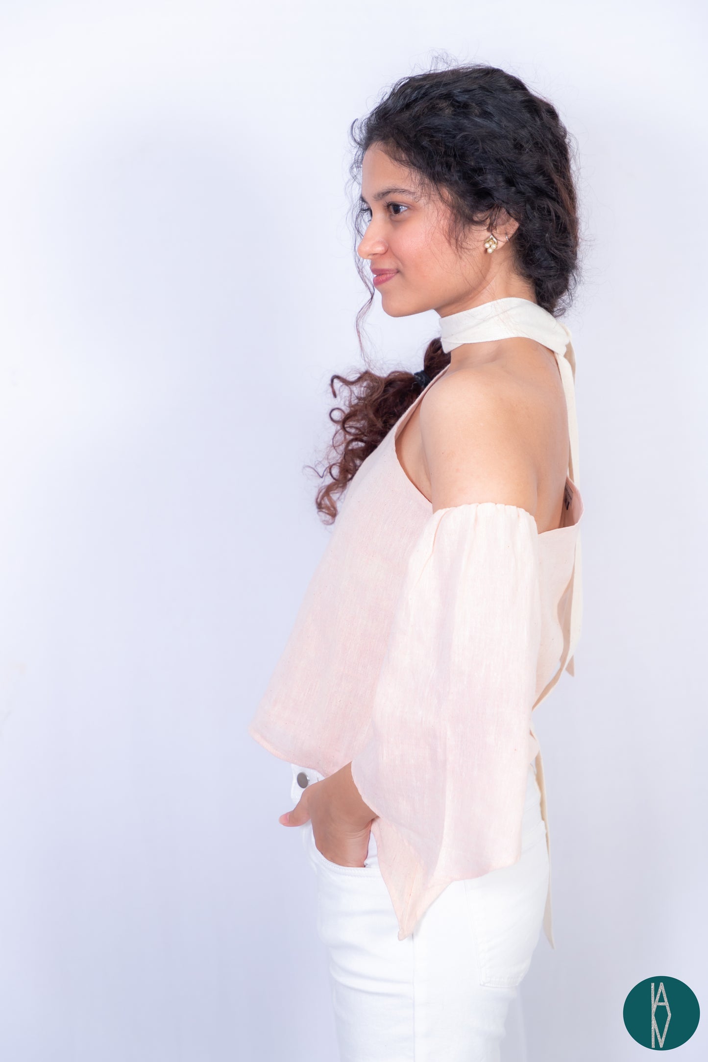Pink kala cotton| Signature scarf collar top