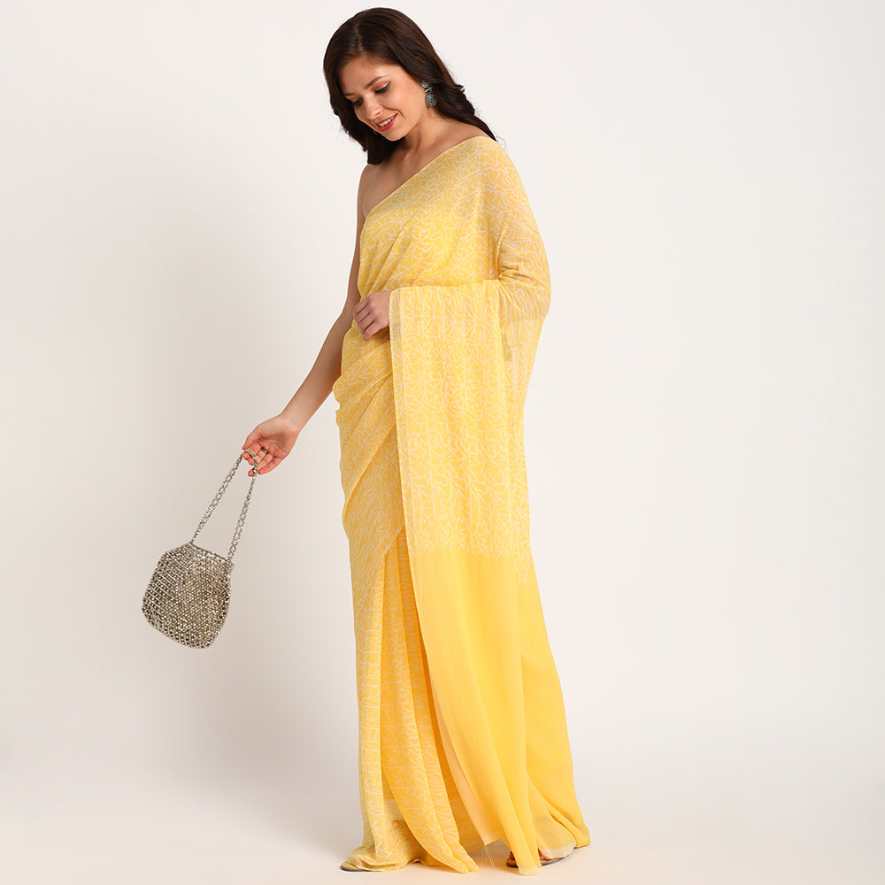 Pure Georgette Saree| Yellow doodle