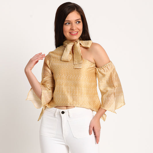 Yellow Doodle| Signature scarf collar top