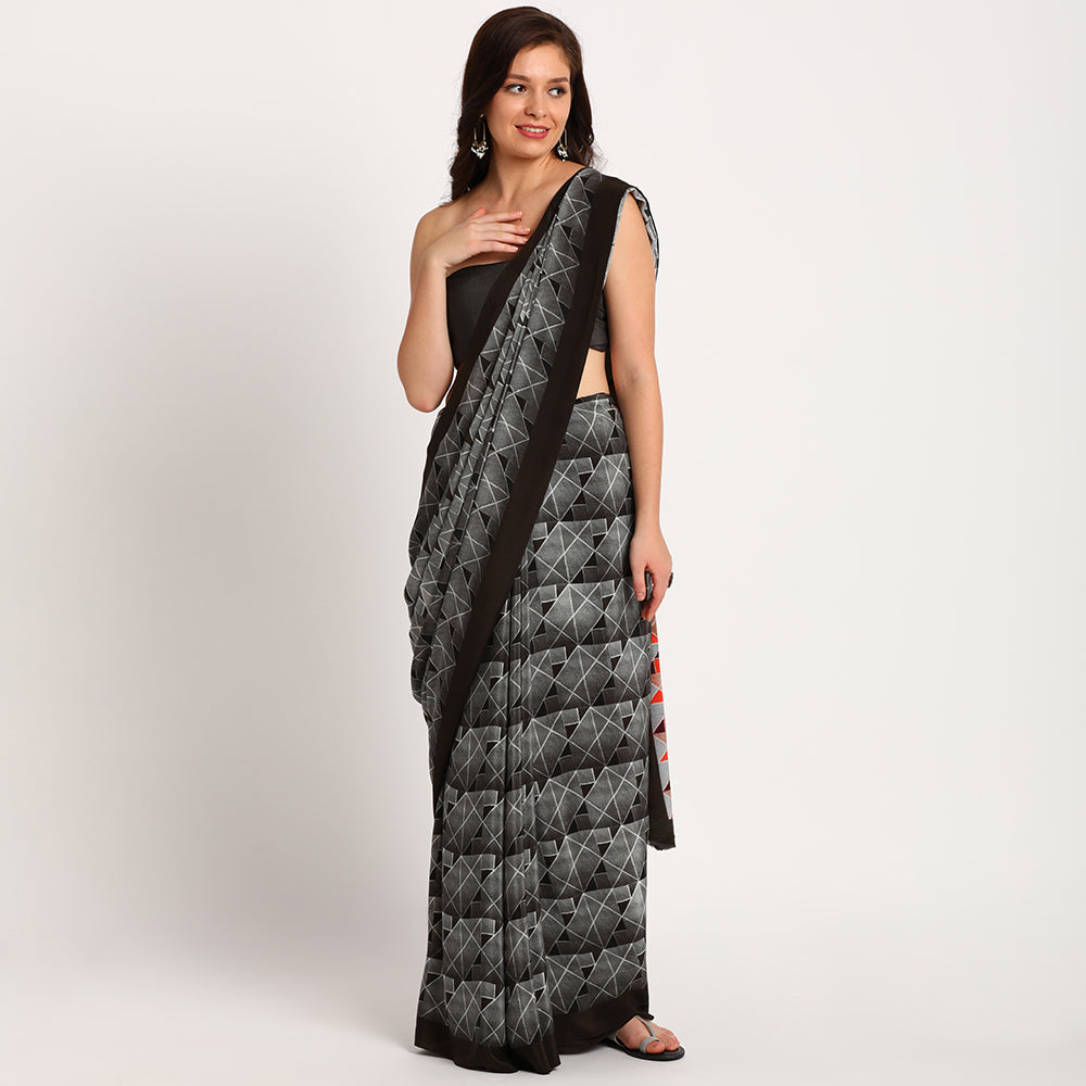 Pure crepe Saree|Maze 17 |Black