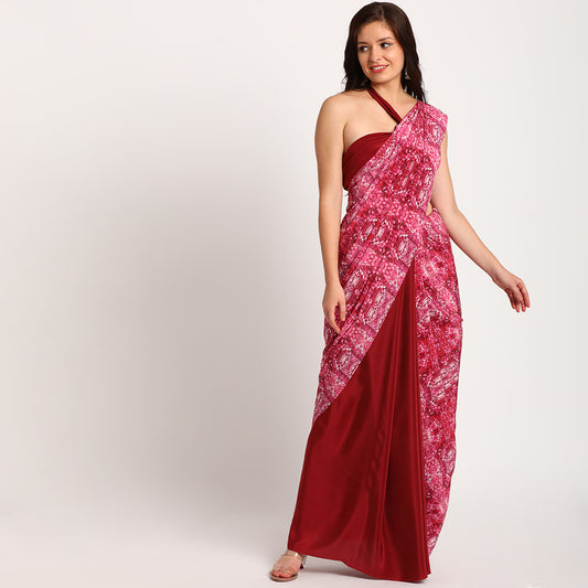Pure Crepe Saree| Pink Spring