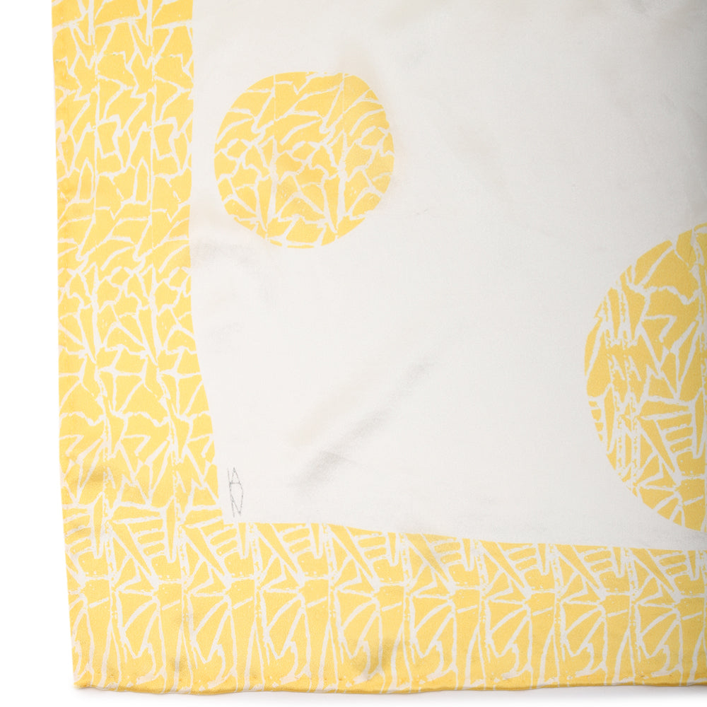 Pure Satin Stole| Yellow doodle| Polka