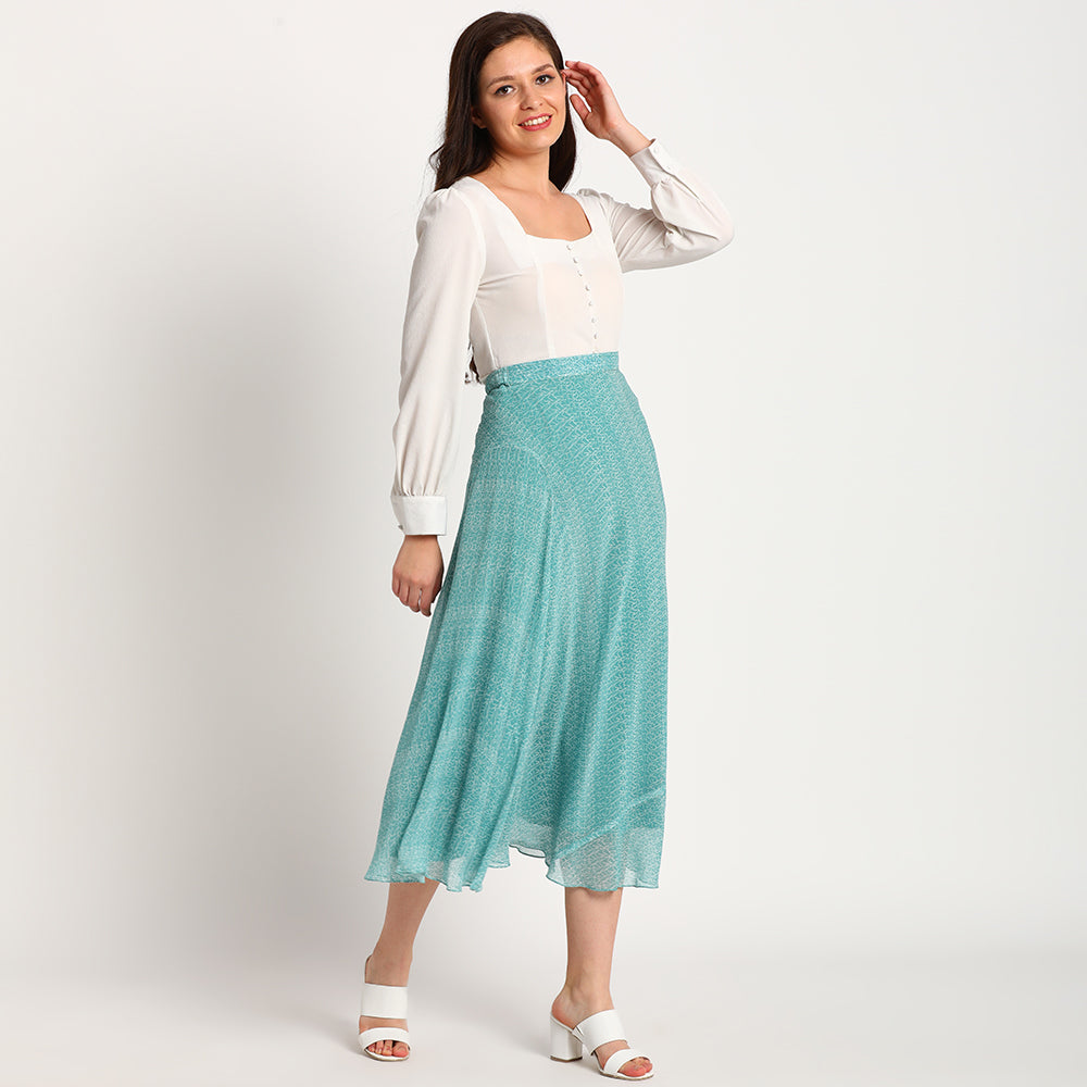 Blue Doodle| Long skirt