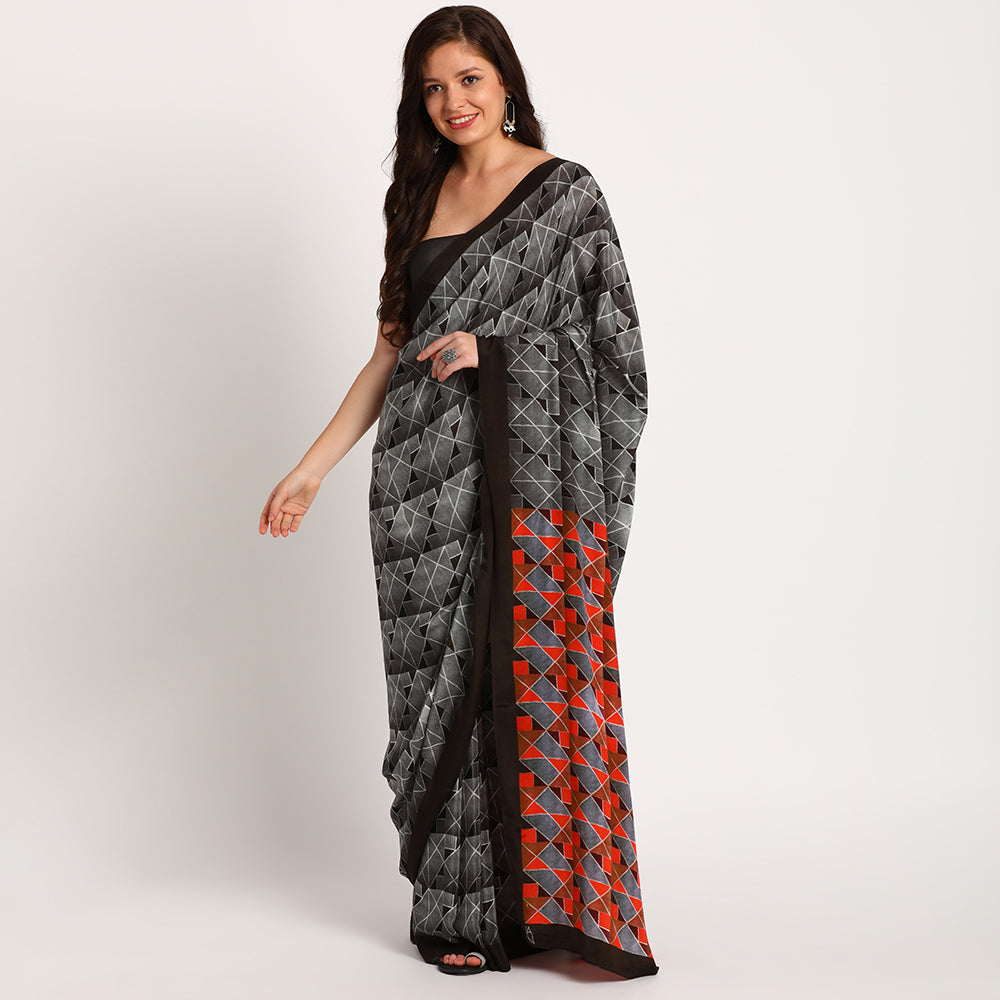 Pure crepe Saree|Maze 17 |Black