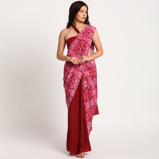 Pure Crepe Saree| Pink Spring