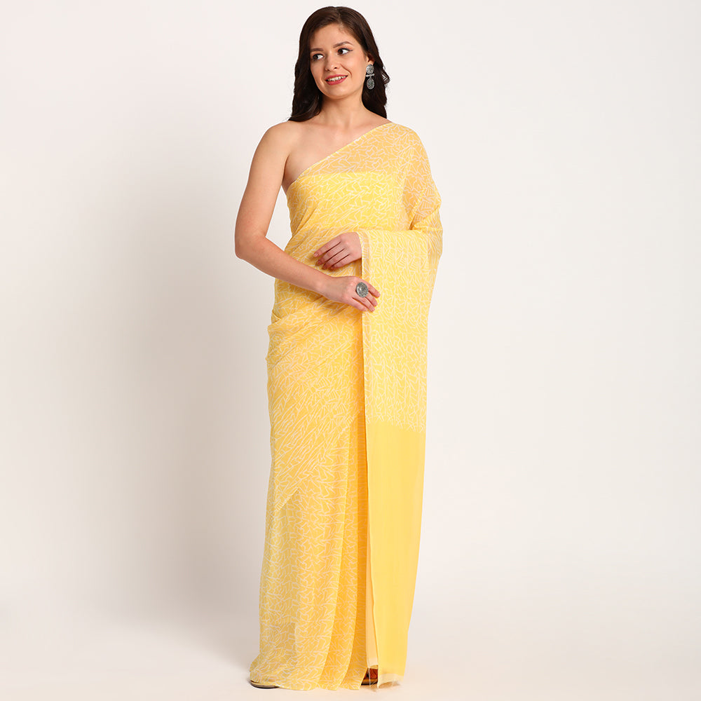 Pure Georgette Saree| Yellow doodle