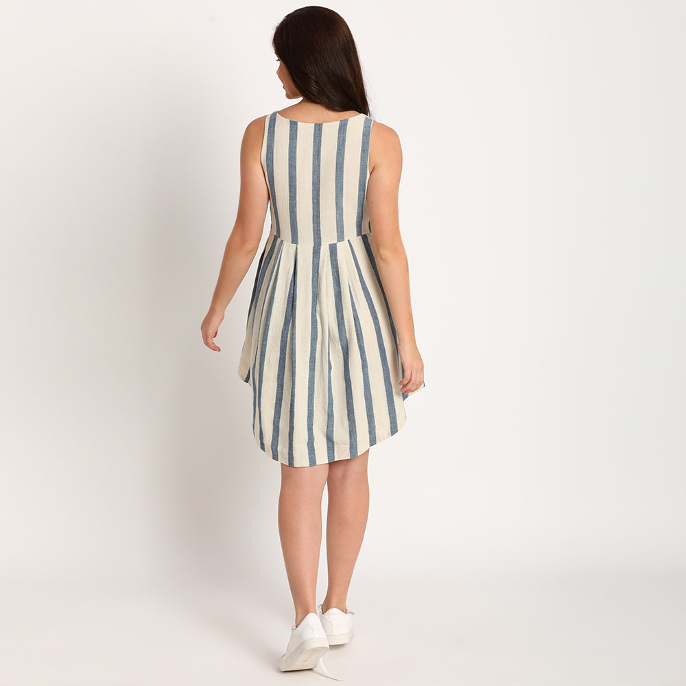 Blue kala cotton| Flat collar dress