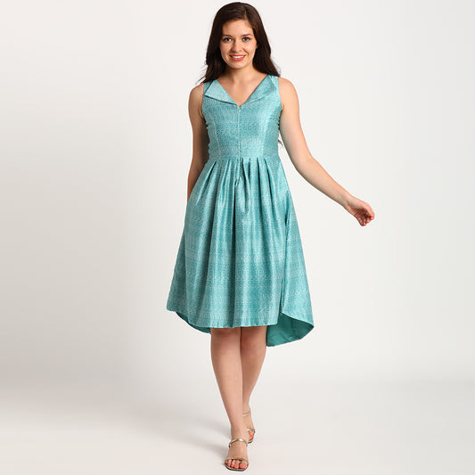 Blue Doodle | Flat collar dress long