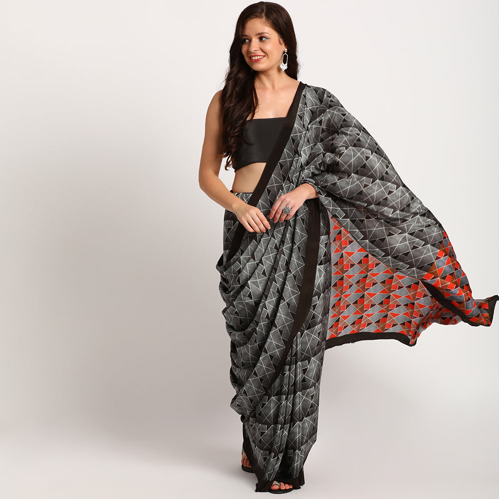 Pure crepe Saree|Maze 17 |Black