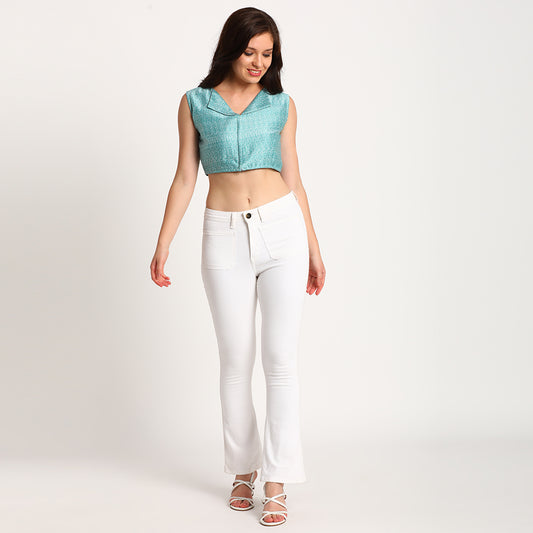 Blue Doodle | Flat collar crop top