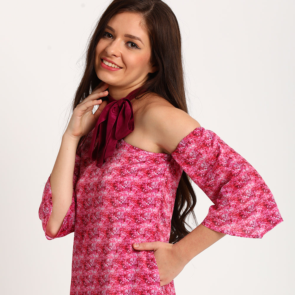 Pink Spring| Signature scarf collar dress