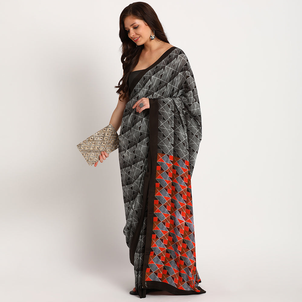 Pure crepe Saree|Maze 17 |Black