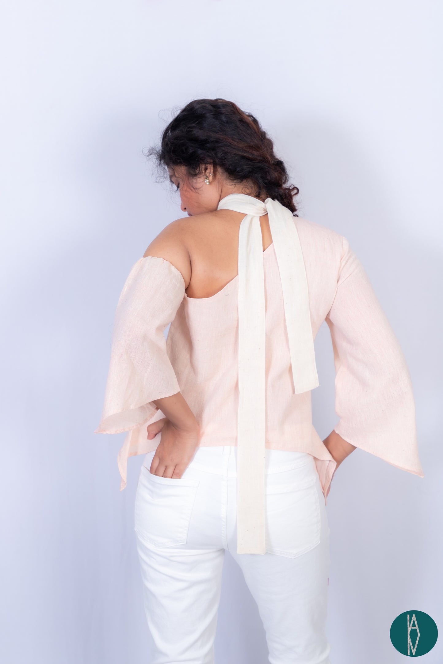 Pink kala cotton| Signature scarf collar top