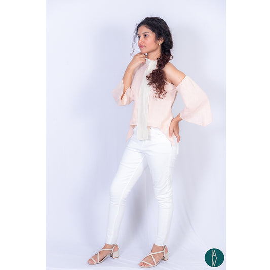 Pink kala cotton| Signature scarf collar top